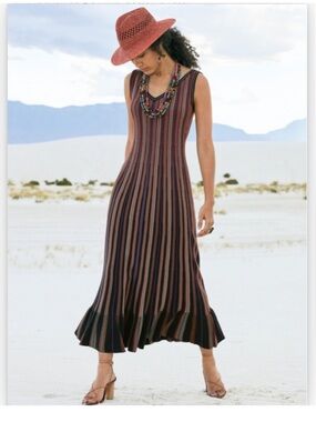 NWT Peruvian Connection Moorish Stripe Pima Cotton Dress XL New